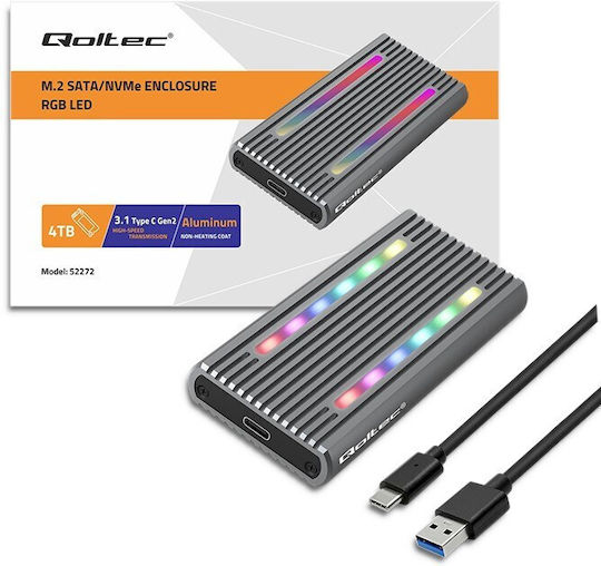 Qoltec Case for Hard Drive M.2 PCI Express / SATA III with Connection Type-C Gray