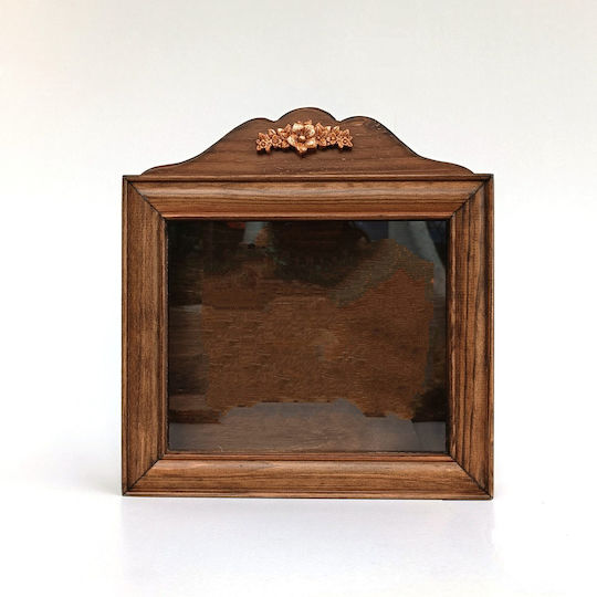 Korres Craft Wall-Mounted Rectangle Wedding Crown Case Wooden Brown 29x30cm