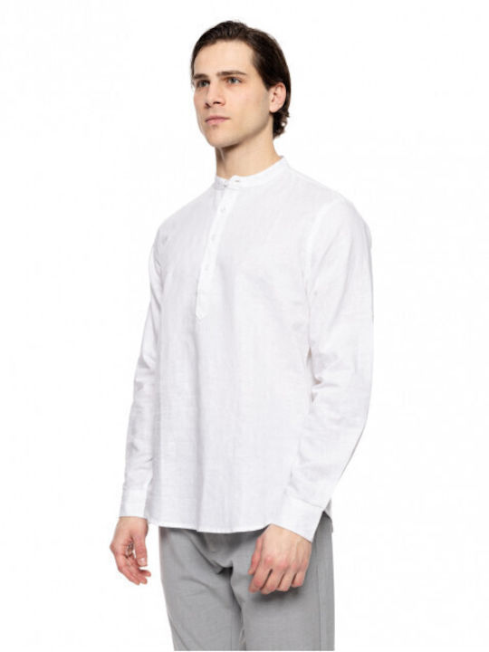 Smart Fashion Men's Linen Shirt Mao Yaka 51-203-003 White