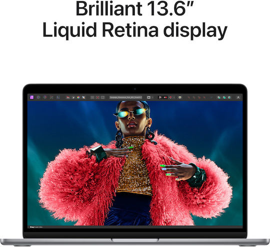 Apple MacBook Air 13" (2024) 13.6" Retina Display (M3-8-ядрен/8GB/256GB SSD/8-Core GPU) с 30W Зарядно устройство Космическо Сиво (Международен Английски Език Клавиатура)