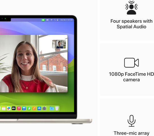 Apple MacBook Air 13" (2024) 13.6" Retina Display (M3-8-Core/8GB/256GB SSD/8-Core GPU) με Φορτιστή 30W Starlight (International English Keyboard)