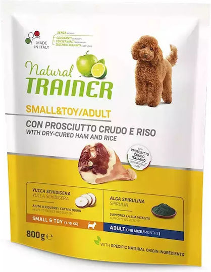 Natural Trainer 0.8kg Dry Food for Adult Small Breed Dogs with Prosciutto and Rice