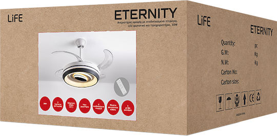 Life Eternity Deckenventilator 108cm Mit Leuchte Transparent / Weiß