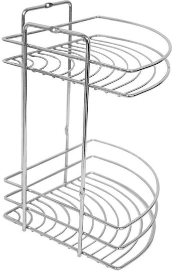 Pakketo Corner Wall Mounted Bathroom Shelf Metallic 19x19x27cm Silver