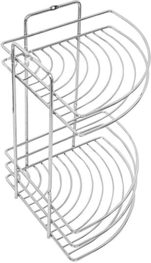 Pakketo Corner Wall Mounted Bathroom Shelf Metallic 19x19x27cm Silver
