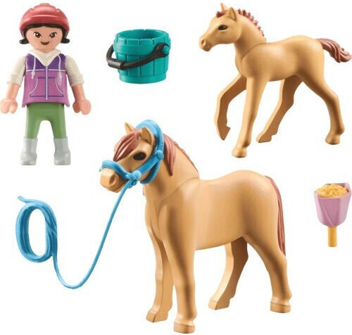 Playmobil Pferde des Wasserfalls Kind mit Pferd und Fohlen für 4-10 Jahre