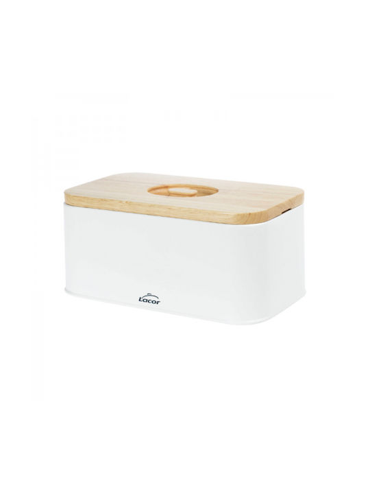 Lacor Ψωμιέρα με Καπάκι Inox Λευκή 30x18x12.5cm Lacor Ψωμιέρα με Καπάκι Inox Λευκή 30x18x12.5cm