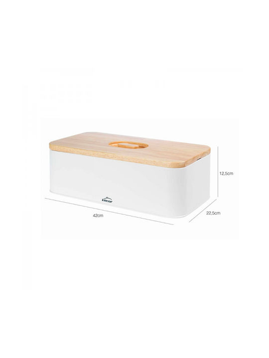 Lacor Brotkasten mit Deckel Inox Weiß 42x22.5x12.5cm