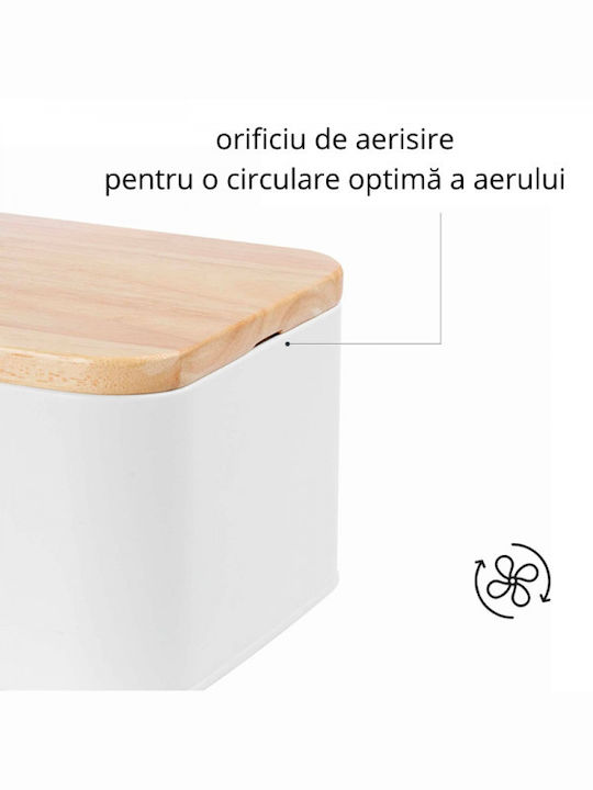 Lacor Ψωμιέρα με Καπάκι Inox Λευκή 30x18x12.5cm