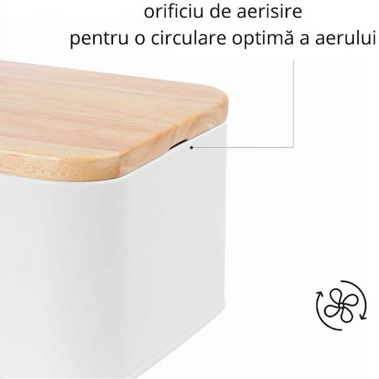Lacor Ψωμιέρα με Καπάκι Inox Λευκή 30x18x12.5cm