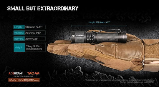 Acebeam Επαναφορτιζόμενος Φακός LED IP68 με Μέγιστη Φωτεινότητα 1000lm