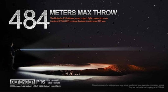 Acebeam LED IP68 с Максимална Яркост 1800лм Черен