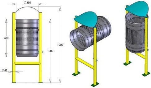 Material Systems Recycling Metallic Waste Bin 70lt