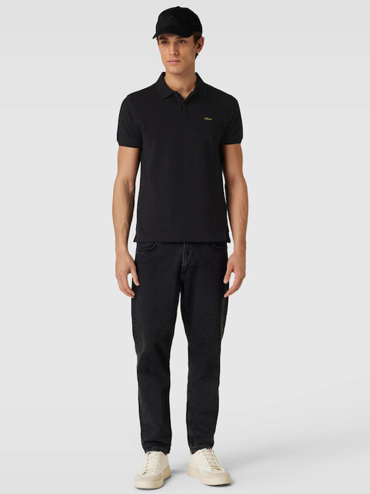 Polo Kurzarmbluse Schwarz