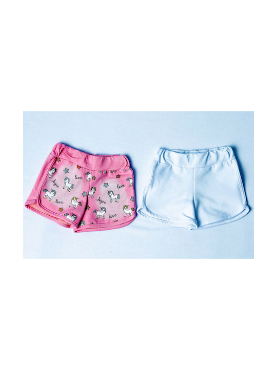 Joyce Kinder Shorts/Bermudas Stoff Einhorn Weiß Rosa 2Stück