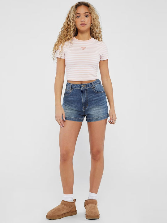 Guess Γυναικείο T-shirt Ριγέ Blush