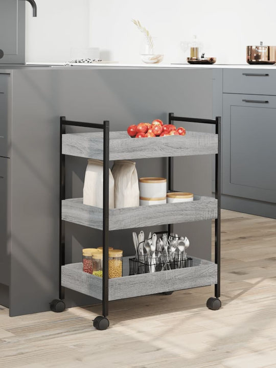 vidaXL Ραφιέρα Κουζίνας Ξύλινη 3 Θέσεων Γκρι 50x30x70cm