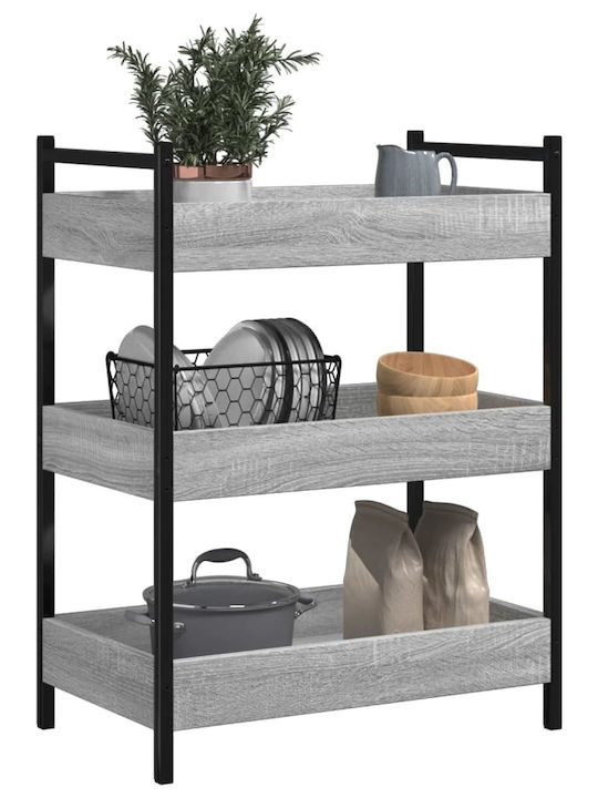 vidaXL Ραφιέρα Κουζίνας Ξύλινη 3 Θέσεων Γκρι 50x30x70cm