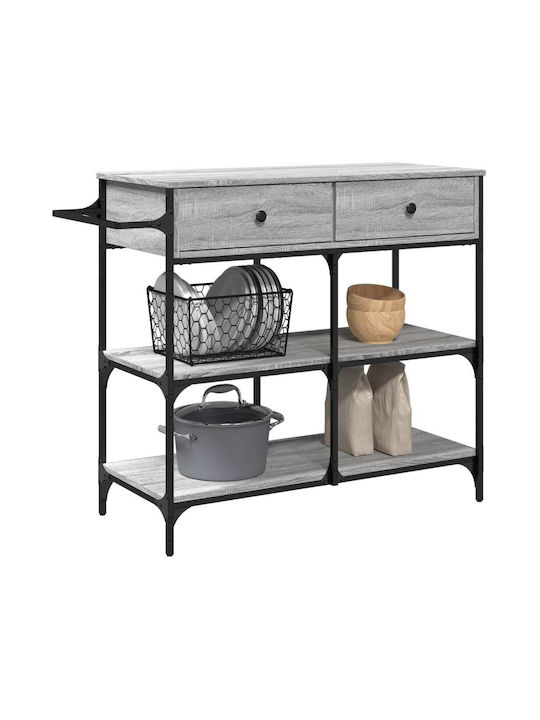 vidaXL Wooden Kitchen Rack 4 Tiers Gray 105x42x95cm