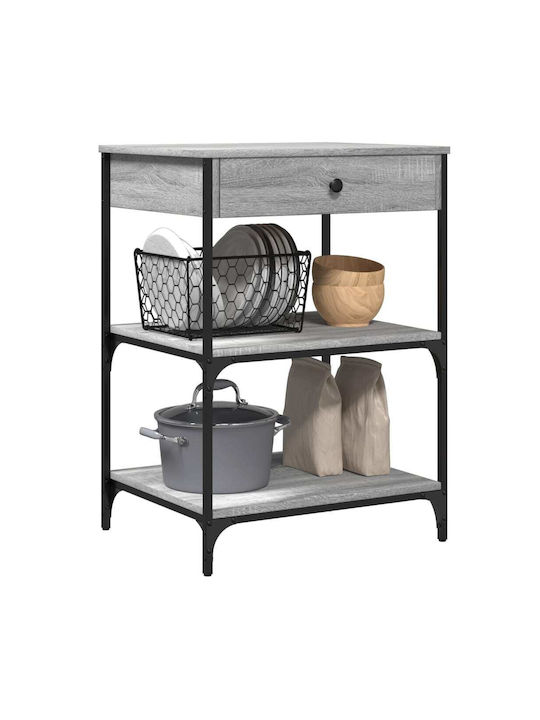 vidaXL Wooden Kitchen Rack 4 Tiers Gray 60x48x89.5cm