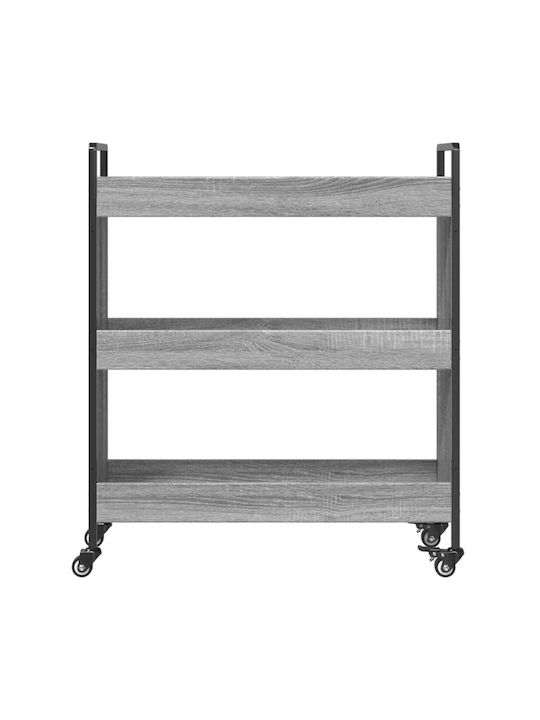 vidaXL vidaXL Küchenregal Hölzernes 3 Ebenen Grau 70x30x82cm