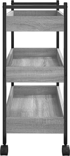 vidaXL Кухненски Стелаж Дървен С 3 Позиции Сив 50x30x70см