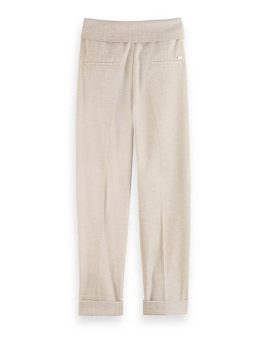 Scotch & Soda Women's High-waisted Fabric Trousers Beige