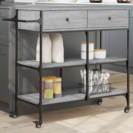 vidaXL Ραφιέρα Κουζίνας Ξύλινη 4 Θέσεων Γκρι 105x42x95cm