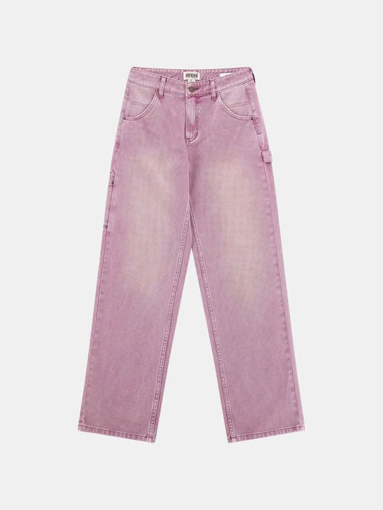 Γυναικείο Jean Παντελόνι Mid Rise σε Loose Εφαρμογή Ροζ