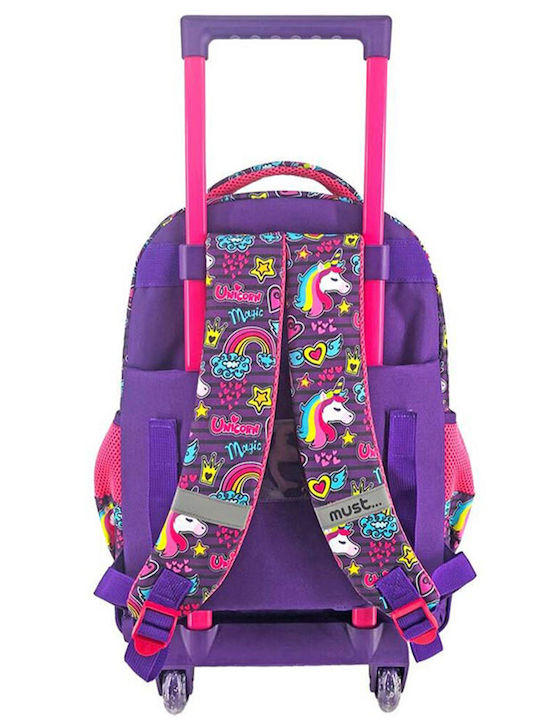 Must Unicorn Hashtag School Bag Trolley Elementary, Elementary in Purple color 30lt