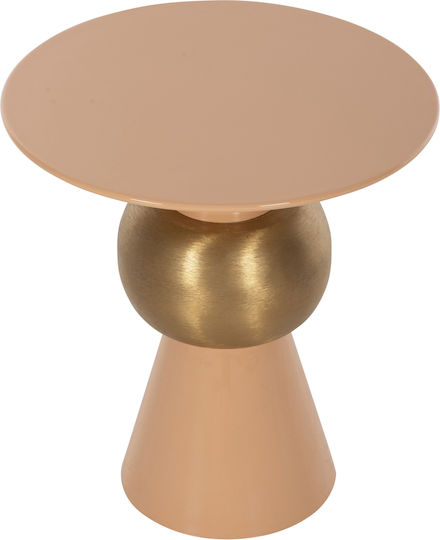 Masă Laterală Rotundă Metalică Roz Somon / Auriu L40,5xL40,5xÎ43cm