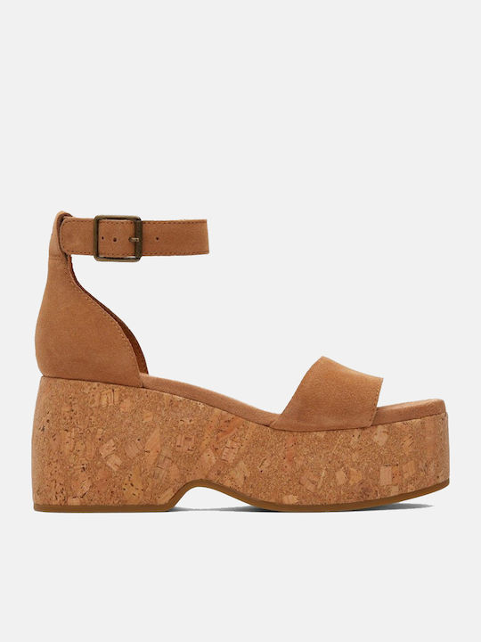 Toms Laila Heel Sandale Platforme Tabac Maro