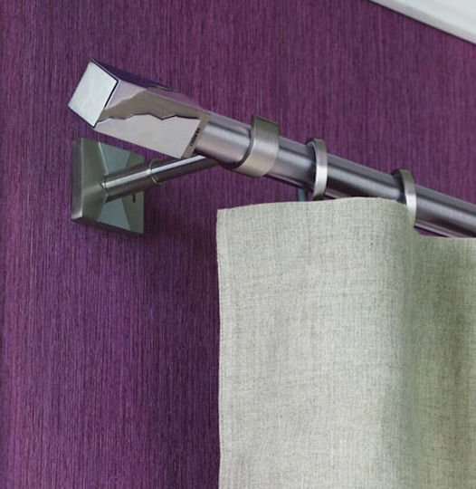 Aslanis Home Metallic Curtain Pole Double with Rod Φ25mm 300cm Satine Nickel