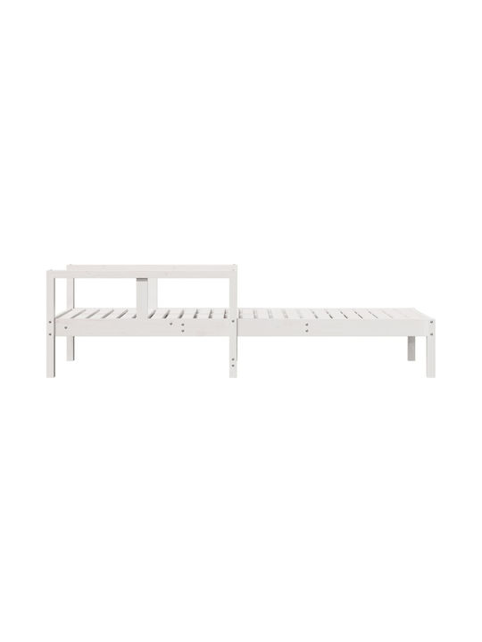 Дървена Градинска и Басейнова Шезлонг Леко Бял 199.5x62x55см