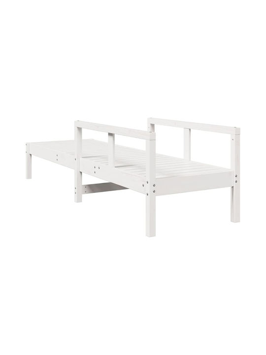 Дървена Градинска и Басейнова Шезлонг Леко Бял 199.5x62x55см