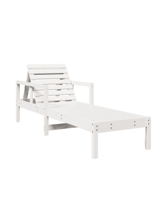 Дървена Градинска и Басейнова Шезлонг Леко Бял 199.5x62x55см