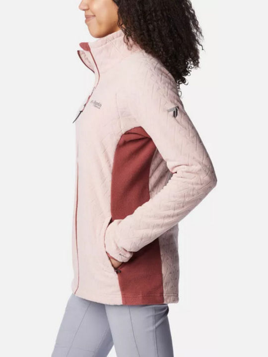 Full Women's Cardigan with Zipper Dusty Pink