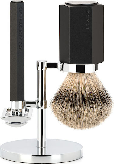 Muhle Shaving Set Silvertip Badger Brush With Safety Razor Σετ Ξυρίσματος Μαύρο με Τρίχα Ασβού