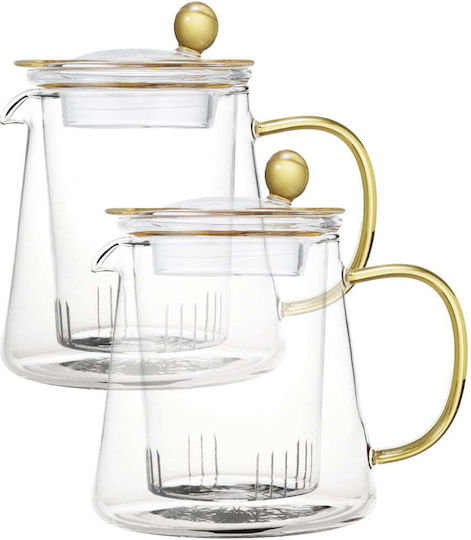 Quasar Set Ceai Cu Filtru Sticlă 700ml 2 Bucăți