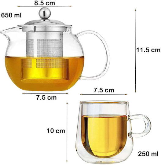 Quasar Сет за Чай с Чаша Стъклен 2x250ml & 650мл 3бр