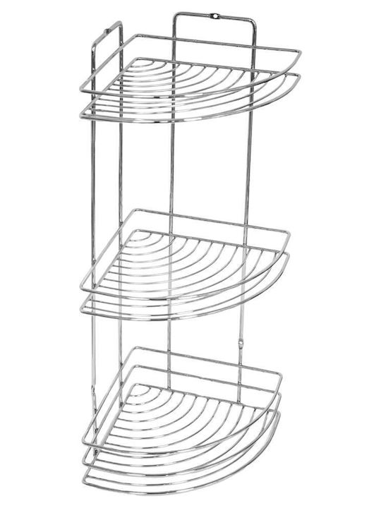 Next Rafturi Colțar Montat pe perete Raft Baie Metal 19x19x48cm Argintie