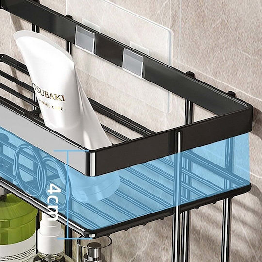 Quasar Рафт за вана Метален с 2 рафта 37x15x34см Черна