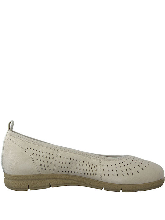 Tamaris Lederne Damen Ballerinas in Beige Farbe