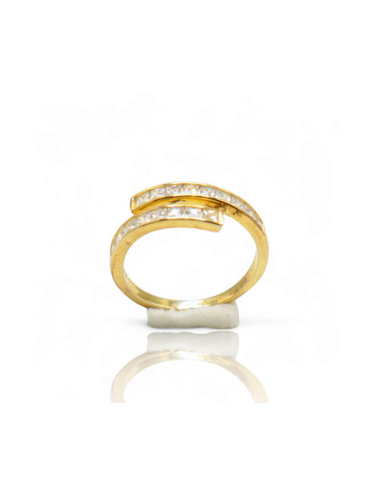 Women's Gold Plated Silver Ring with Zircon