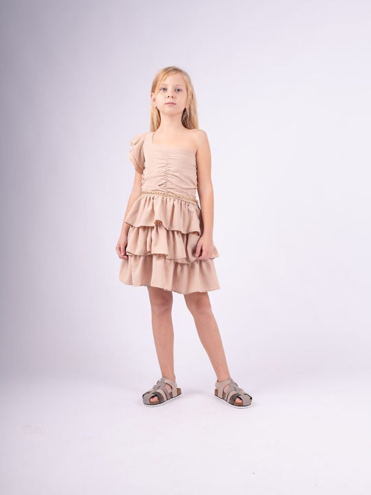Girls' Dress Ebita with Ruffles Mocha Girl