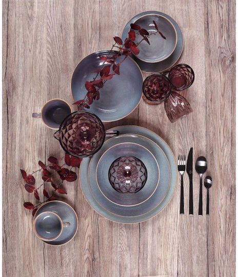 Cryspo Trio Plate Shallow made of Porcelain Blue with Diameter 27cm 6pcs