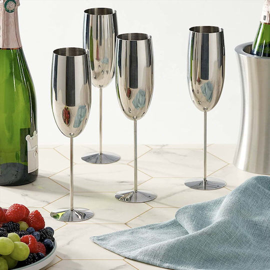 Quasar Glass Set Champagne made of Stainless Steel in Silver Color Stacked 260ml 4pcs