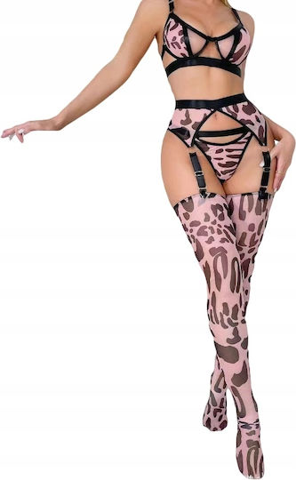 Sexy Σετ Εσωρούχων με Ζαρτιέρες Κόκκινο