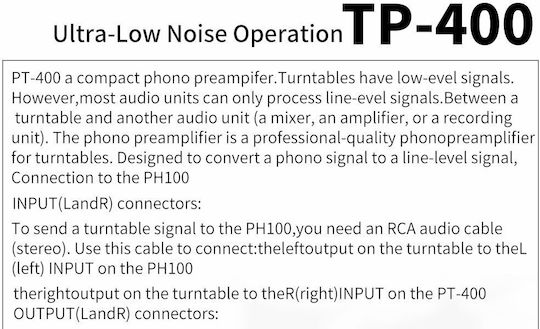 Tp400 Προενισχυτης Phono Turntable Preamplifier Pp400 Slim