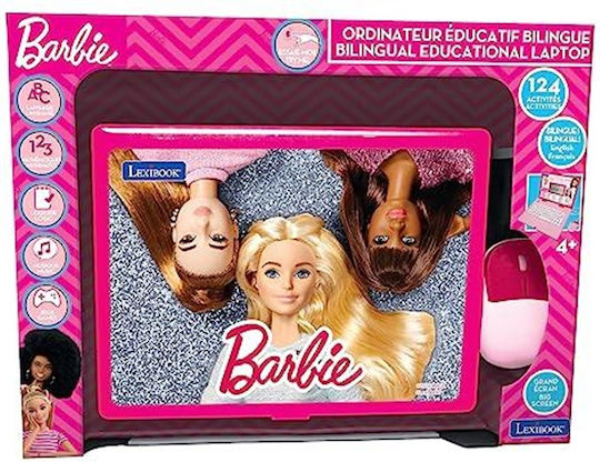 Tbd Lexibook Jc598bbi1 Mattel Barbie, pädagogische und zweisprachige Laptop in Englisch/Französisch, 1 Laptop mit Maus, 1 Benutzerhandbuch Spielzeug für Kinder mit 124 Aktivitäten zu lernen, spielen Spiele und Musik, Rosa